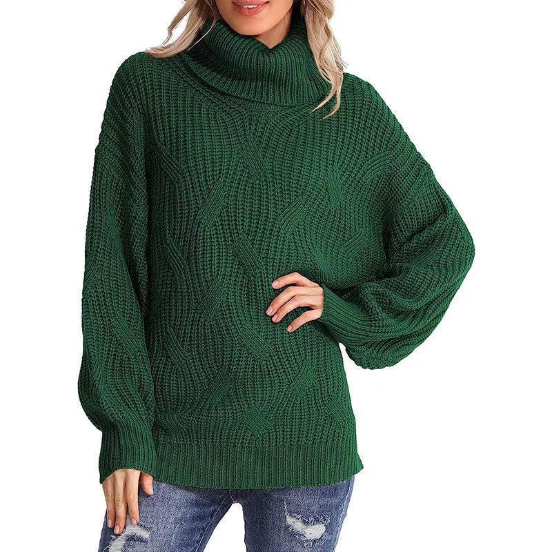 Pull d'hiver pour femme en maille torsadée à col roulé