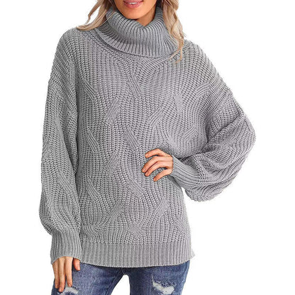 Damen Winterpullover Kabelstrick Rollkragen - IdealeKleiden