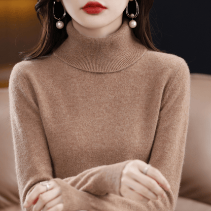 Pull en maille col roulé classique et chaud pour femme