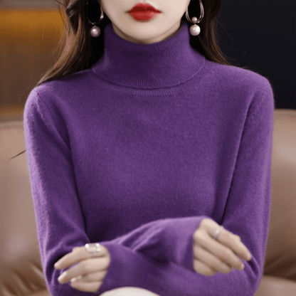 Pull en maille col roulé classique et chaud pour femme