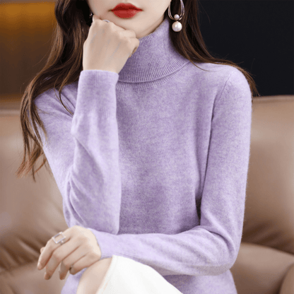 Pull en maille col roulé classique et chaud pour femme
