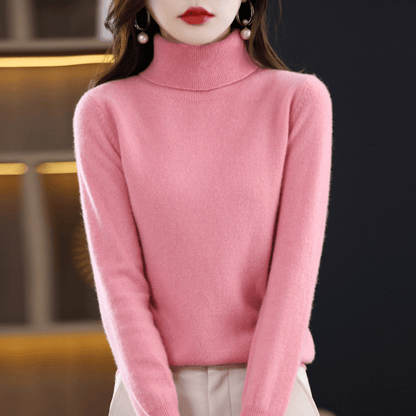 Pull en maille col roulé classique et chaud pour femme