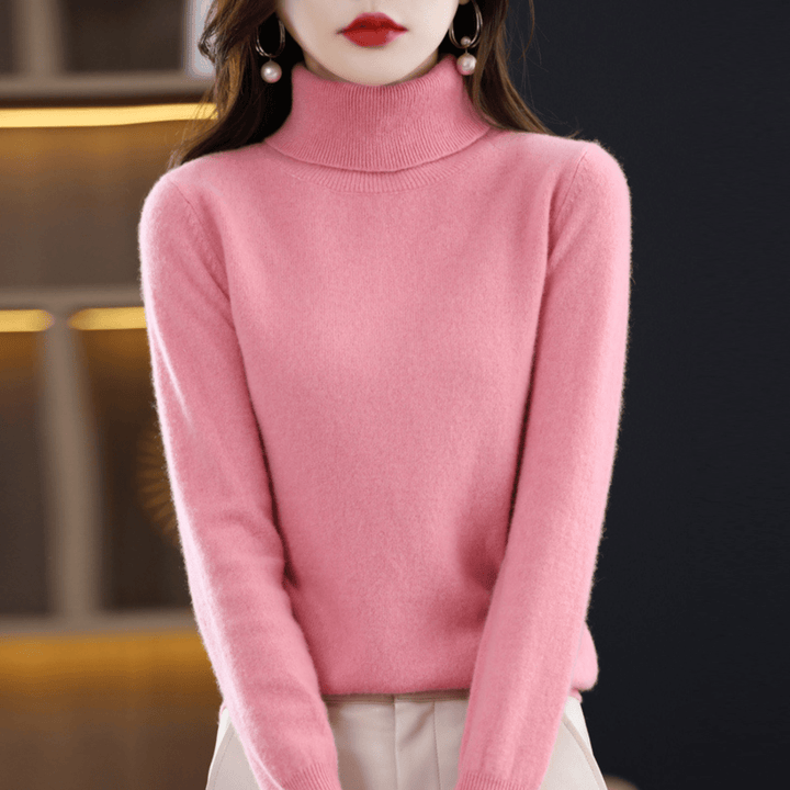 Pull en maille col roulé classique et chaud pour femme