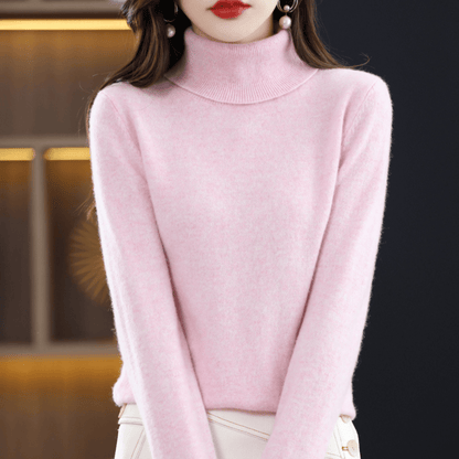 Pull en maille col roulé classique et chaud pour femme