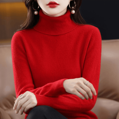 Pull en maille col roulé classique et chaud pour femme