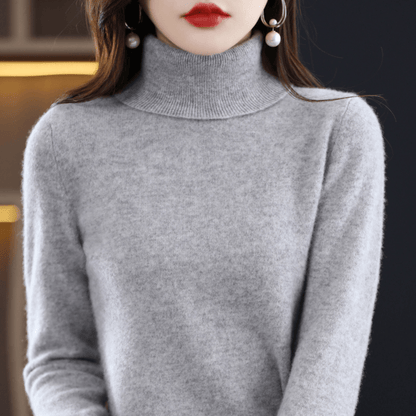 Pull en maille col roulé classique et chaud pour femme