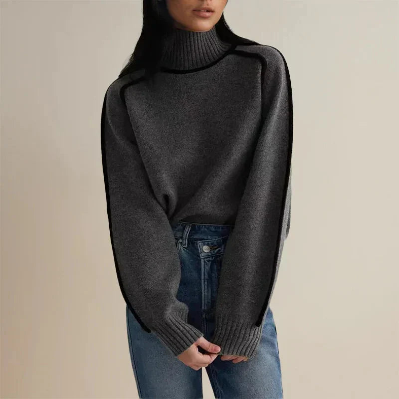 Damen Rollkragenpullover Weich Bequem - IdealeKleiden