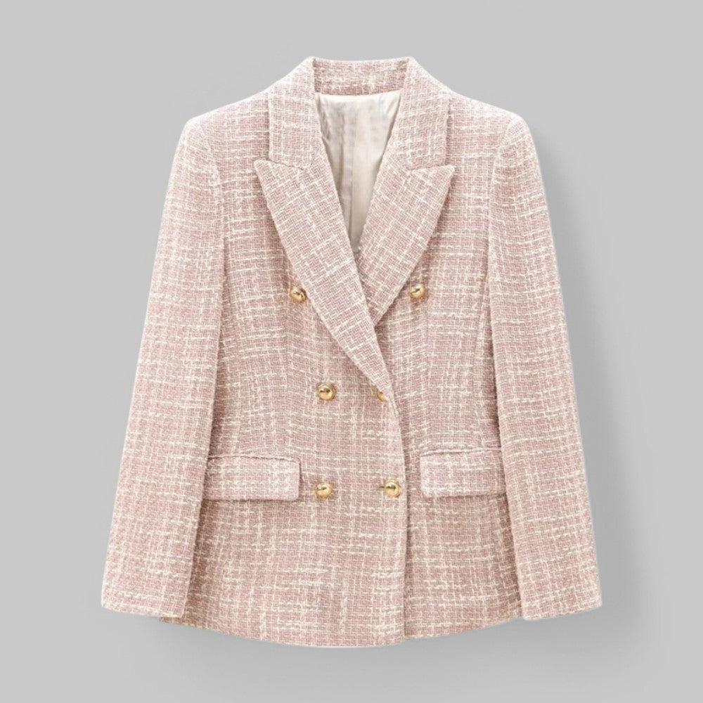 Blazer rose en tweed classique pour femme