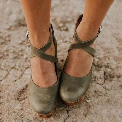 Chaussures compensées pour femmes avec bride à la cheville