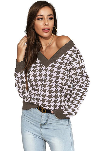 Pull-over femme automne motif clôture pour chien haut
