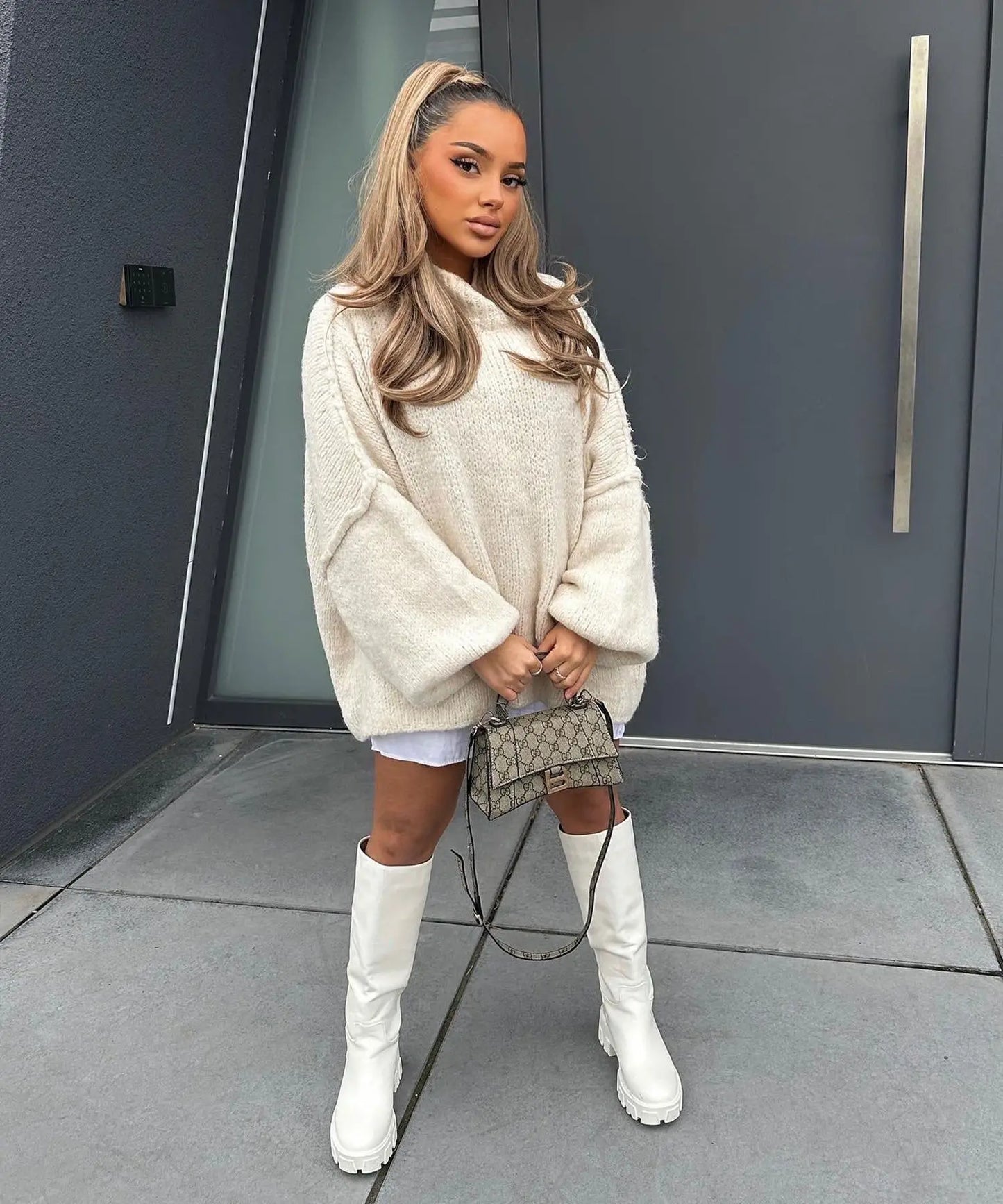 Pull en tricot oversized pour femme chaud pour l'hiver