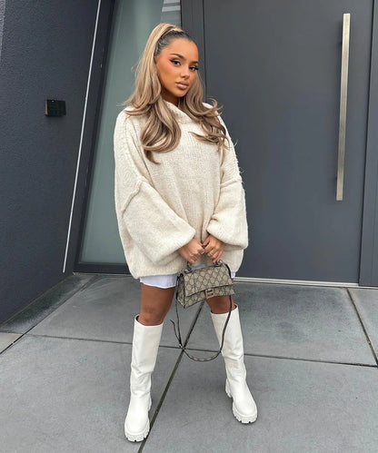 Pull en tricot oversized pour femme chaud pour l'hiver