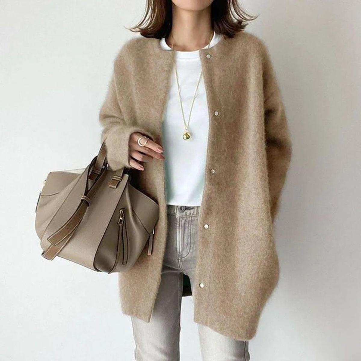 Gilet en tricot décontracté oversize à boutons pour femme