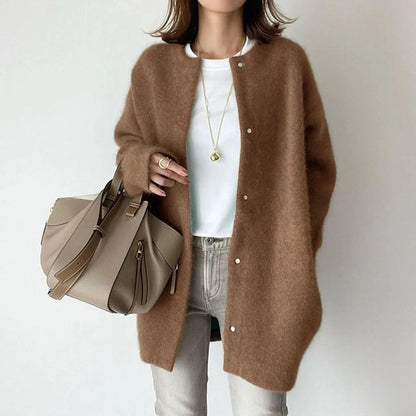 Gilet en tricot décontracté oversize à boutons pour femme