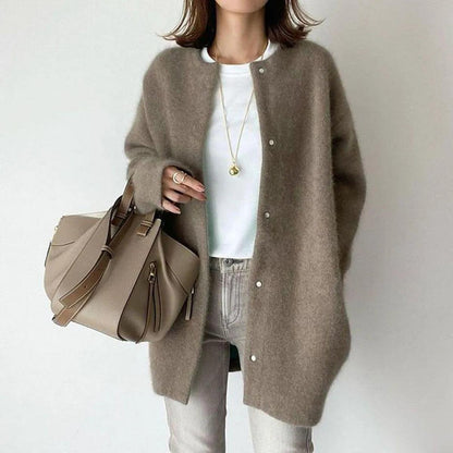 Gilet en tricot décontracté oversize à boutons pour femme