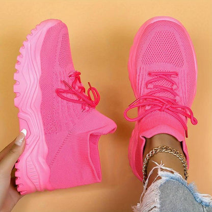 Chaussures à lacets en tricot pour femme Confortable Marche