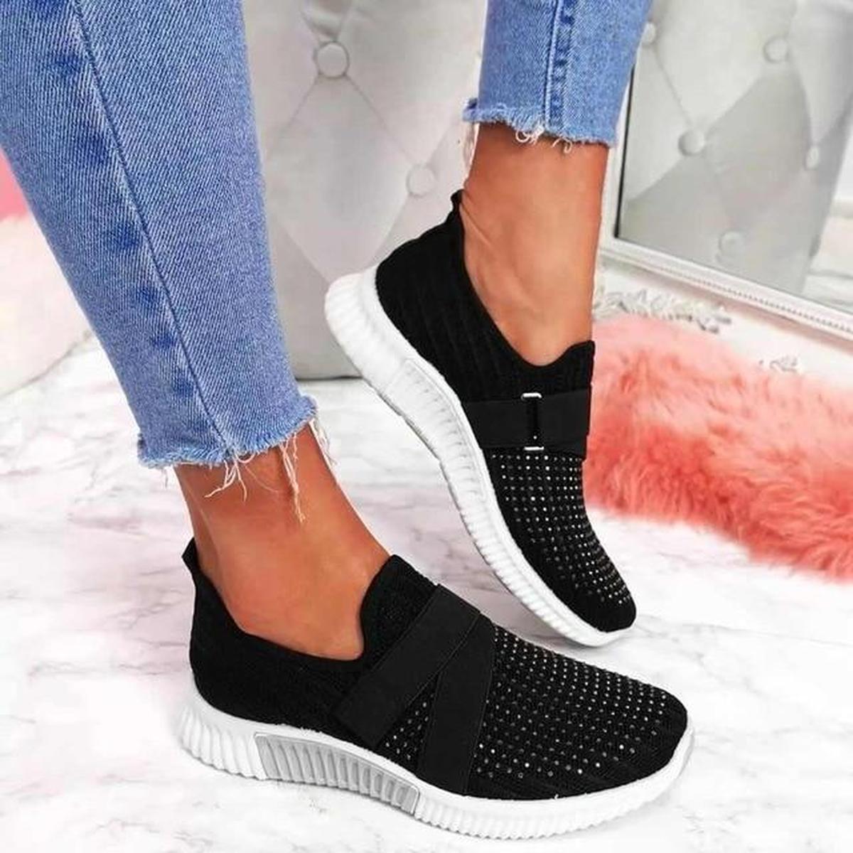 Chaussures de sport femme modernes à lacets élastiques