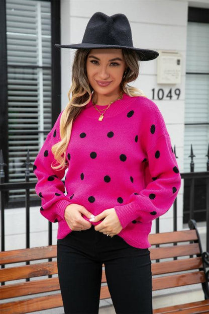 Pull tricoté à pois pour femme