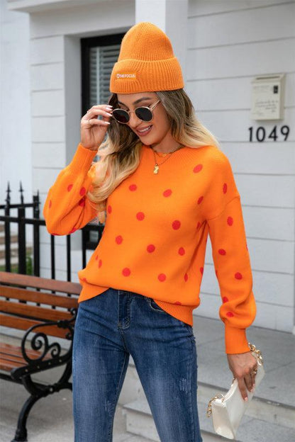 Pull tricoté à pois pour femme