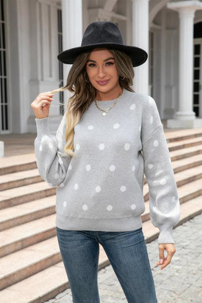 Pull tricoté à pois pour femme