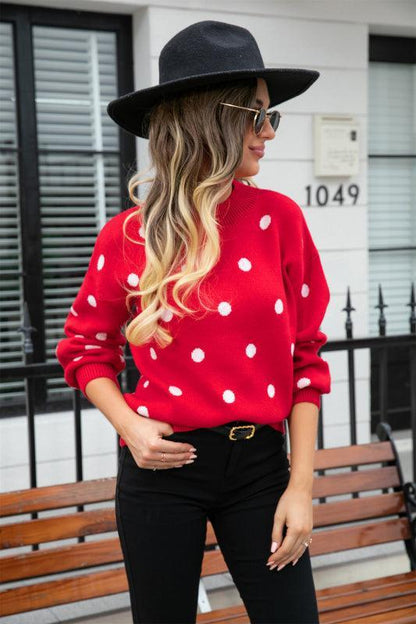Damen Strickpullover Winter Polka Dot Stil - IdealeKleiden
