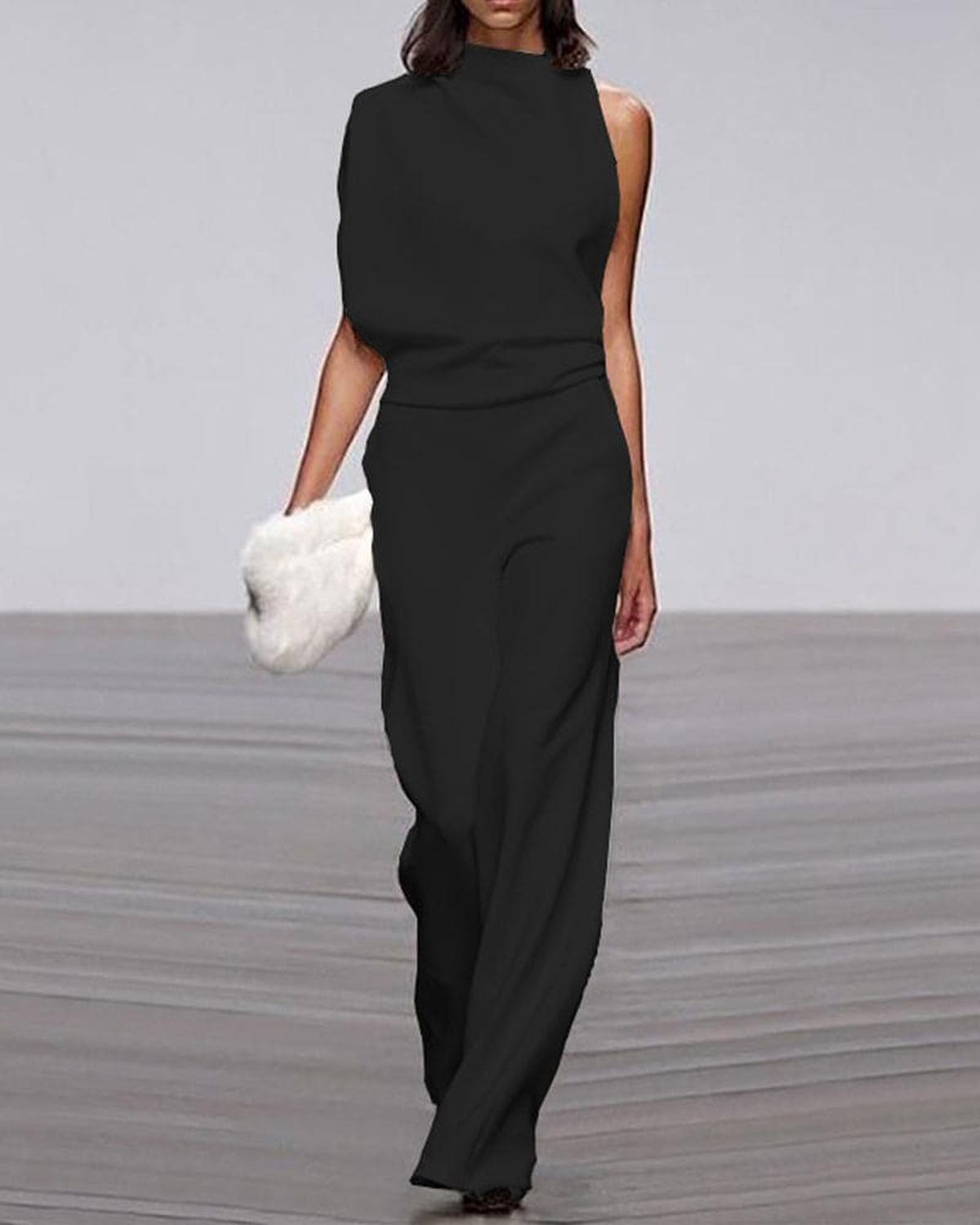 Combinaison Asymétrique Élégante Femme Jambes Larges