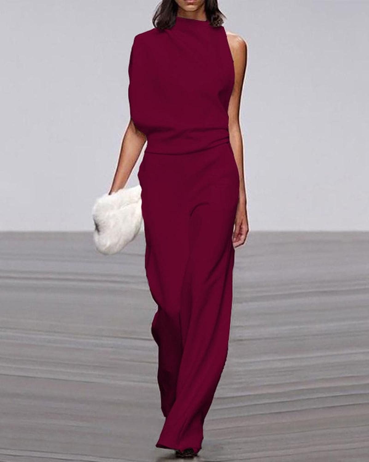 Combinaison Asymétrique Élégante Femme Jambes Larges