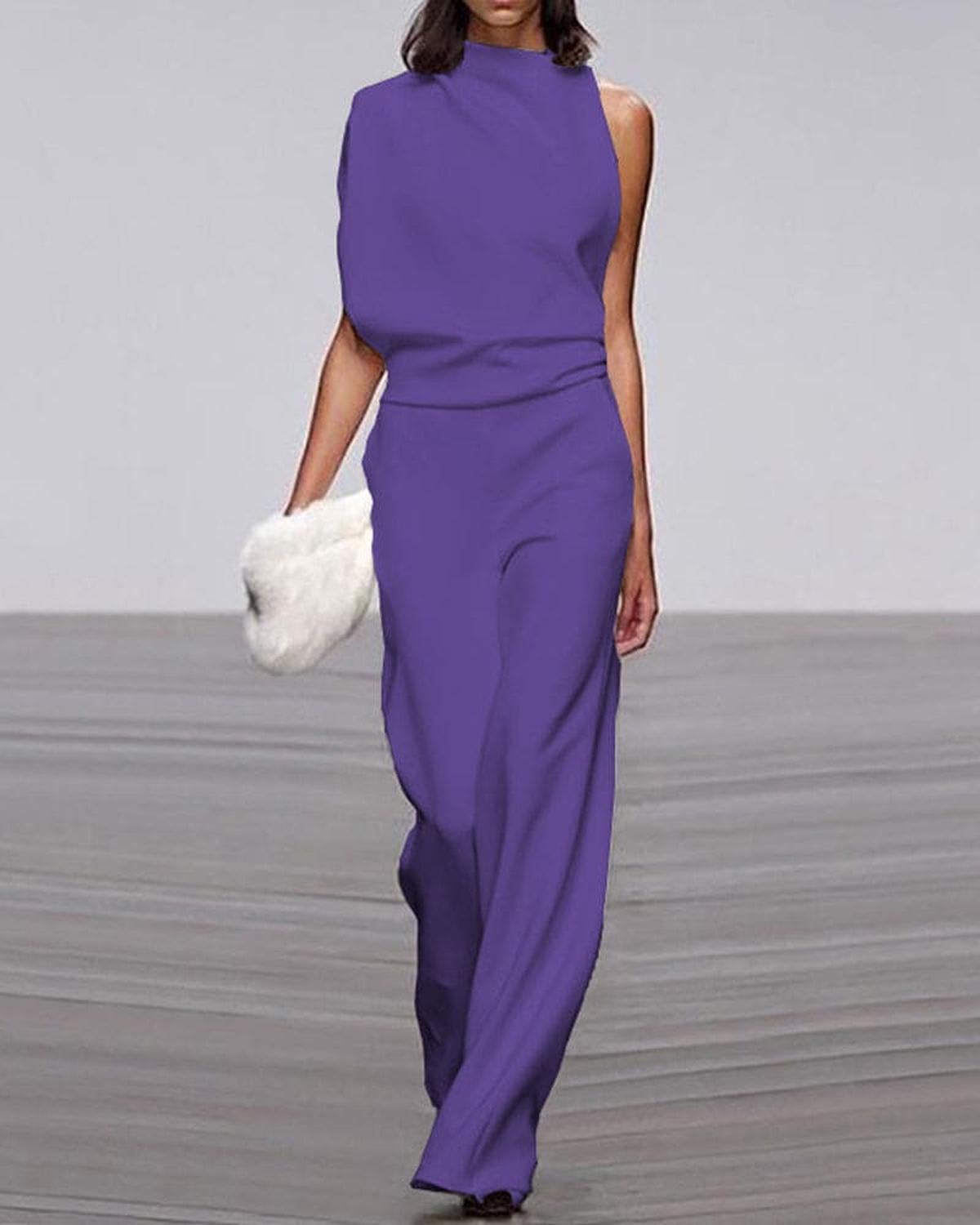 Combinaison Asymétrique Élégante Femme Jambes Larges