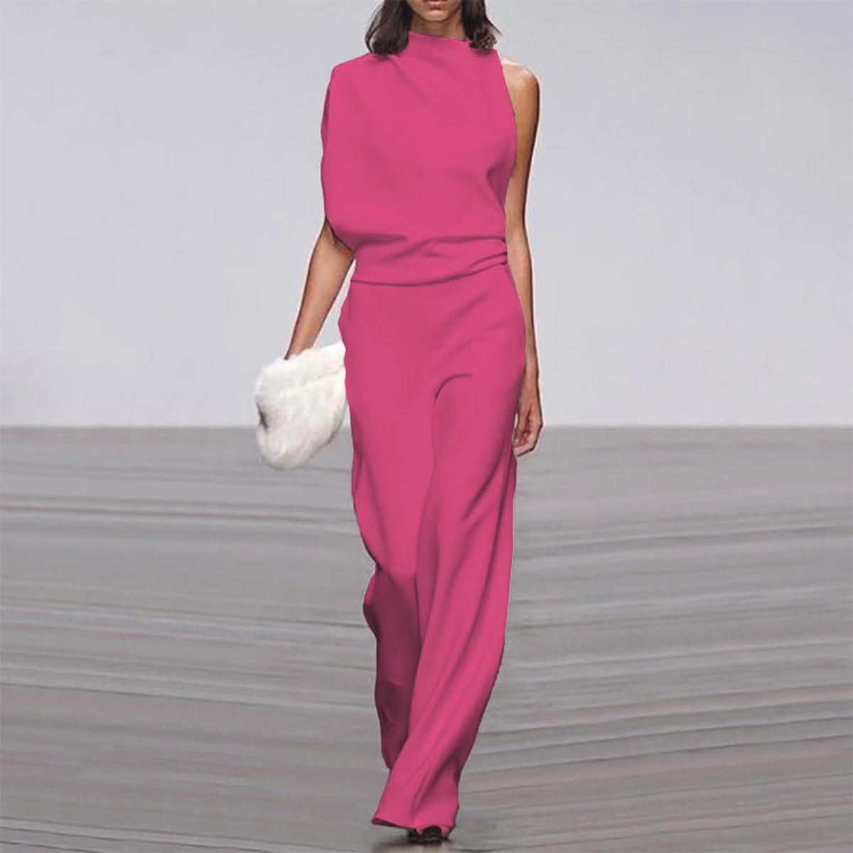 Combinaison Asymétrique Élégante Femme Jambes Larges