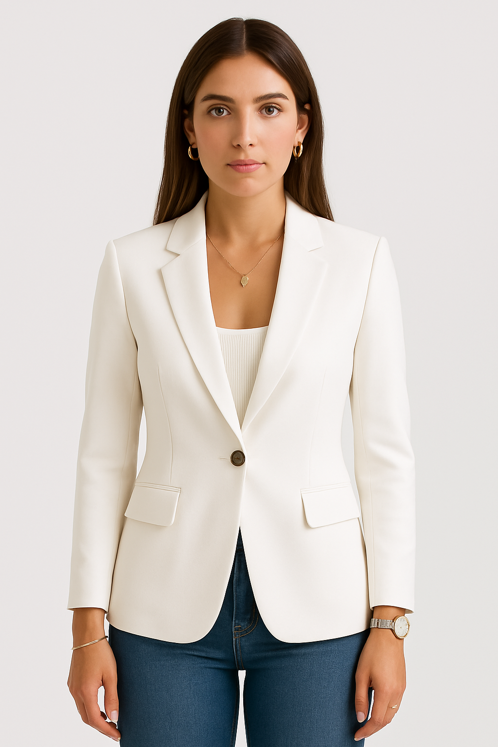 Blazer sur mesure Slim Fit Blanc Élégant