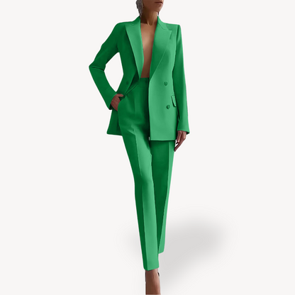 Ensemble tailleur femme élégant avec blazer long sur mesure