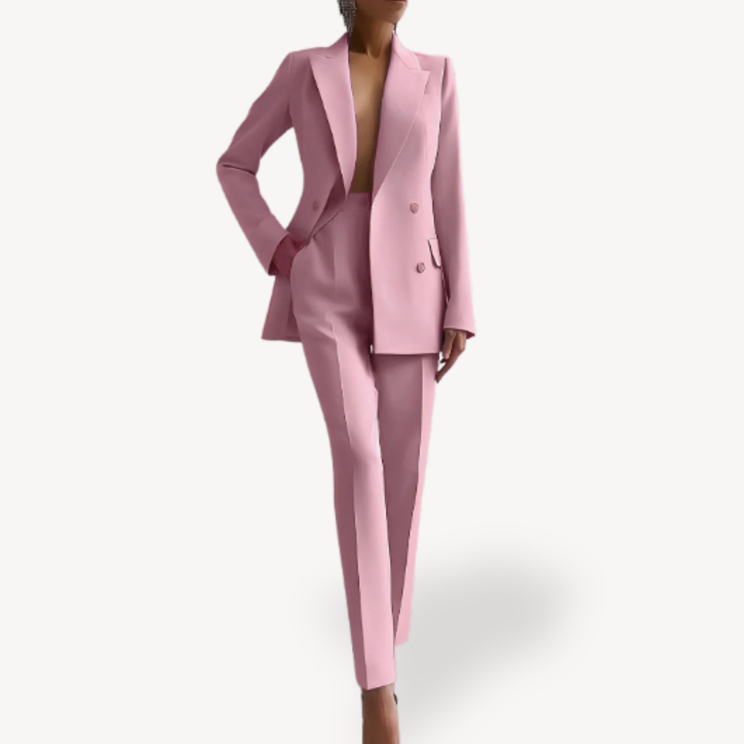 Ensemble tailleur femme élégant avec blazer long sur mesure
