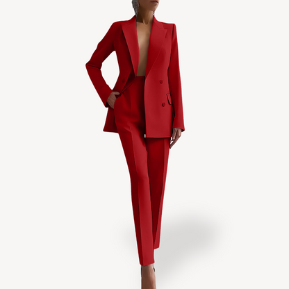 Ensemble tailleur femme élégant avec blazer long sur mesure