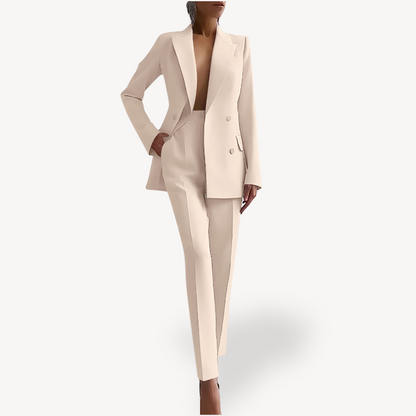 Ensemble tailleur femme élégant avec blazer long sur mesure