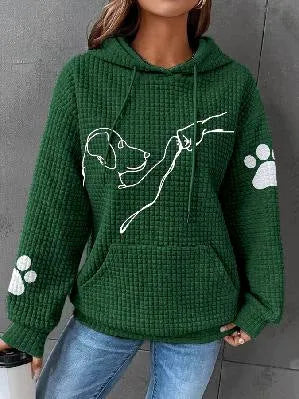 Grand pull femme doux motif chien capuche