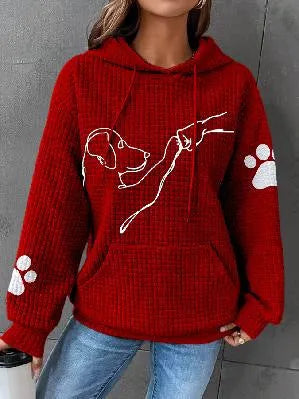 Grand pull femme doux motif chien capuche