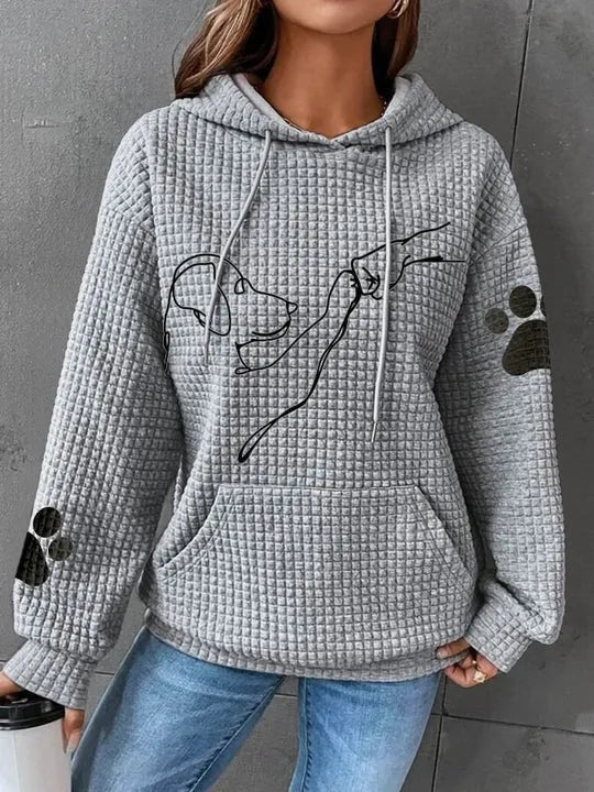 Grand pull femme doux motif chien capuche