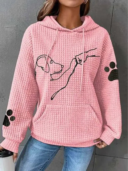 Grand pull femme doux motif chien capuche