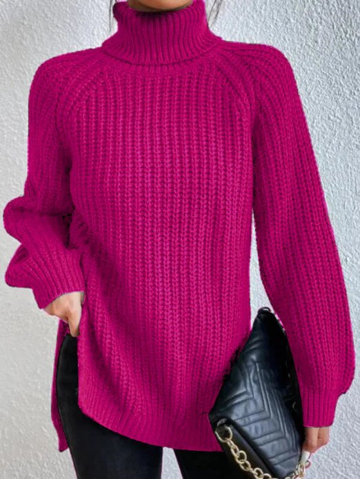 Chandail à col roulé doux et chaud pour femme