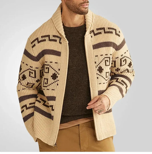 Herren Strickjacke Gemütlich Muster Design - IdealeKleiden