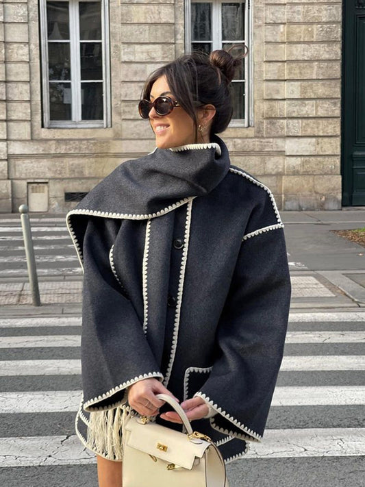 Elegante Oversized-Jacke mit Schalkragen - IdealeKleiden