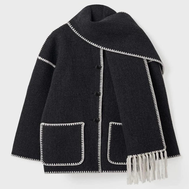Élégante veste oversize avec col châle