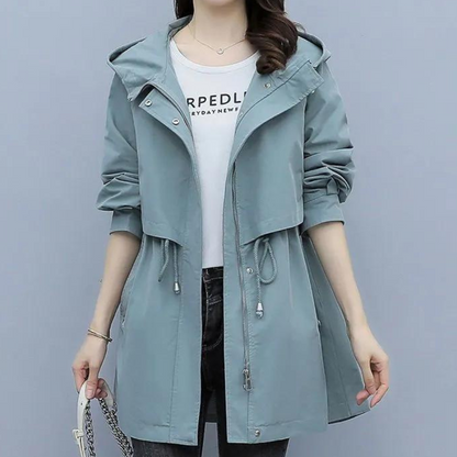 Parka d'automne femme avec capuche et cordon de serrage chaud