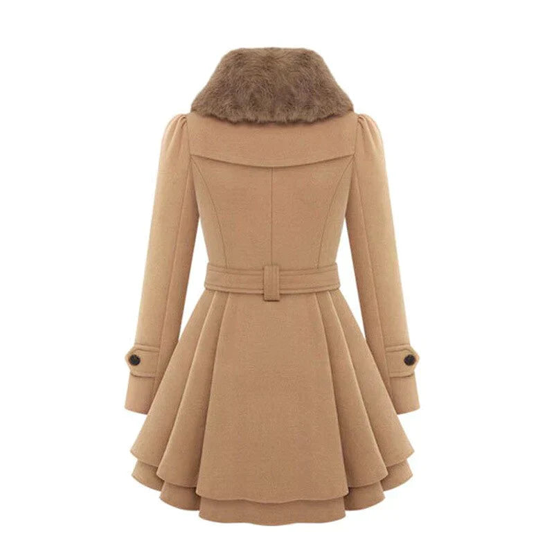 Damen Trenchcoat Vegan Fell Gürtel Stylish - IdealeKleiden