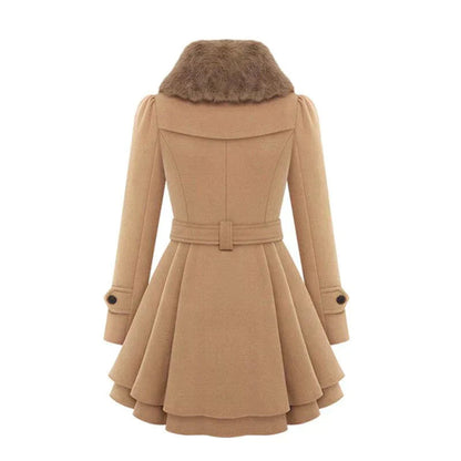 Damen Trenchcoat Vegan Fell Gürtel Stylish - IdealeKleiden