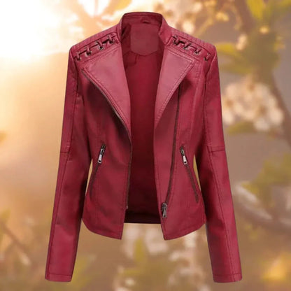 Veste en cuir élégante avec design de couture d'épaule