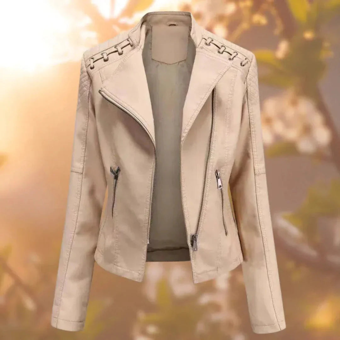 Veste en cuir élégante avec design de couture d'épaule