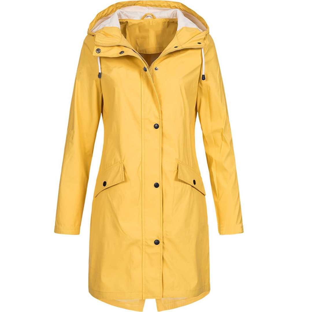 Veste d'extérieur imperméable longue noire coupe-vent