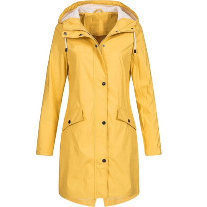 Veste d'extérieur imperméable longue noire coupe-vent