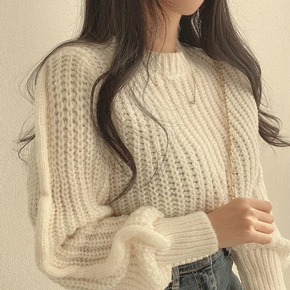 Pull crop confortable à manches longues pour femmes